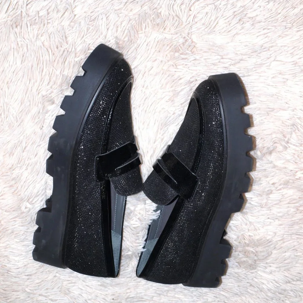 Franco Sarto Women's Black Slip On Platform Loafer Women's 10.5